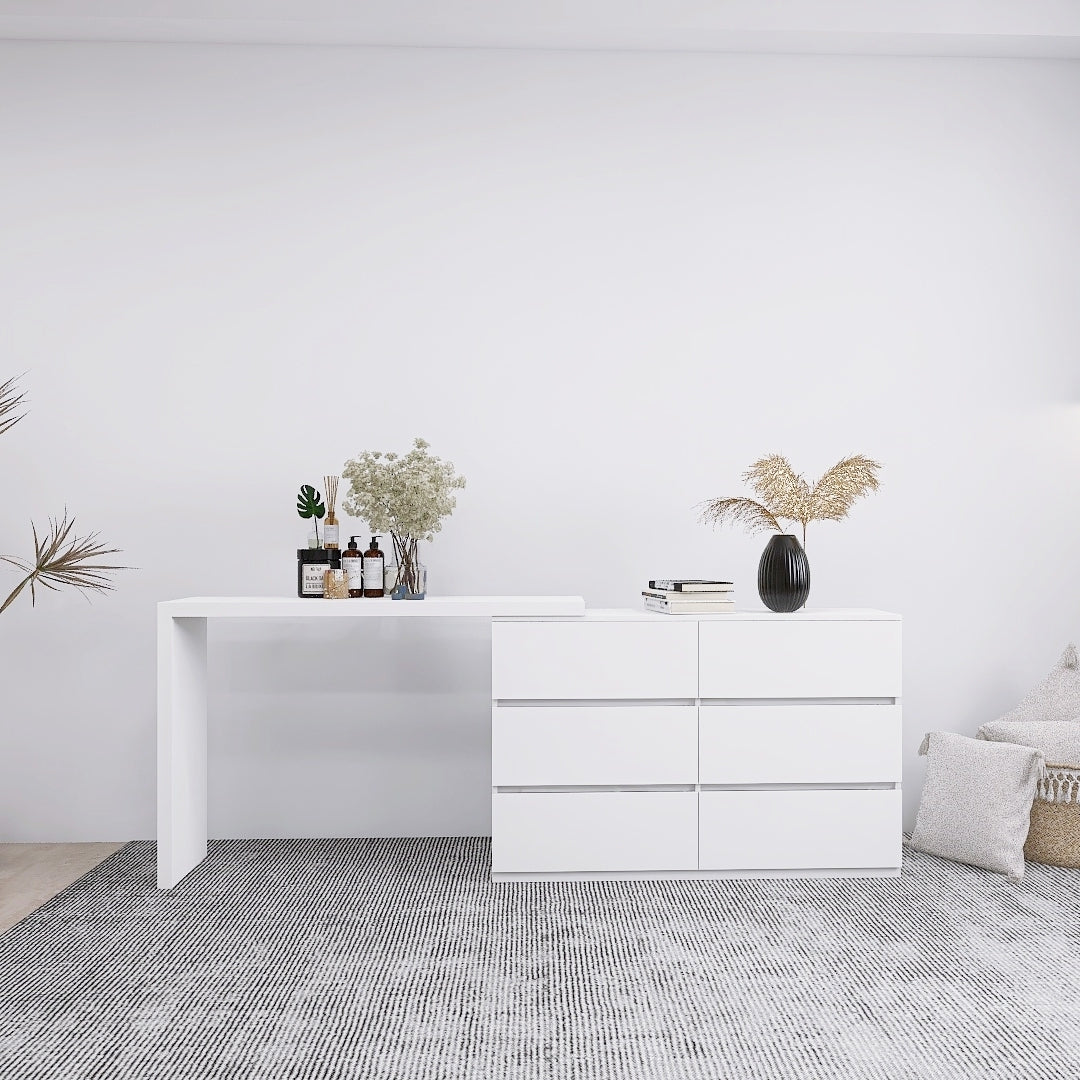 Engineered Wood Dresser White 50"