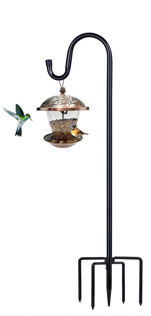 46 Inch Shepherd Hook Bird Feeder Pole with 5 Prong Base