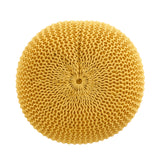 Bordeaux Yellow Knitted Cotton Round Pouf Ottoman