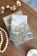 Set of 2 Decorative Book Box with Countryside Landscapes Motifs,  L:7x3x10.5' S: