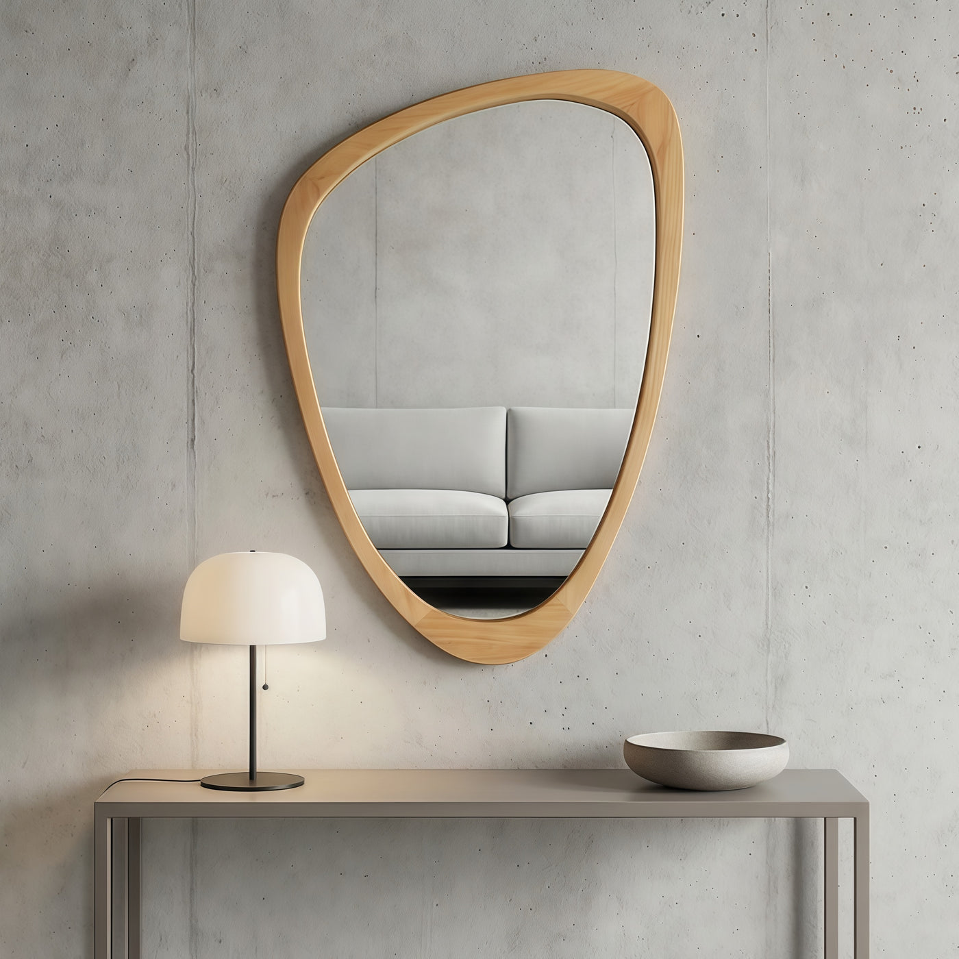 20x30 Oak Solid Wood Frame Irregular Decorative Mirror
