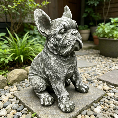 16" French Bulldog Garden Statue Resin Stone Finish