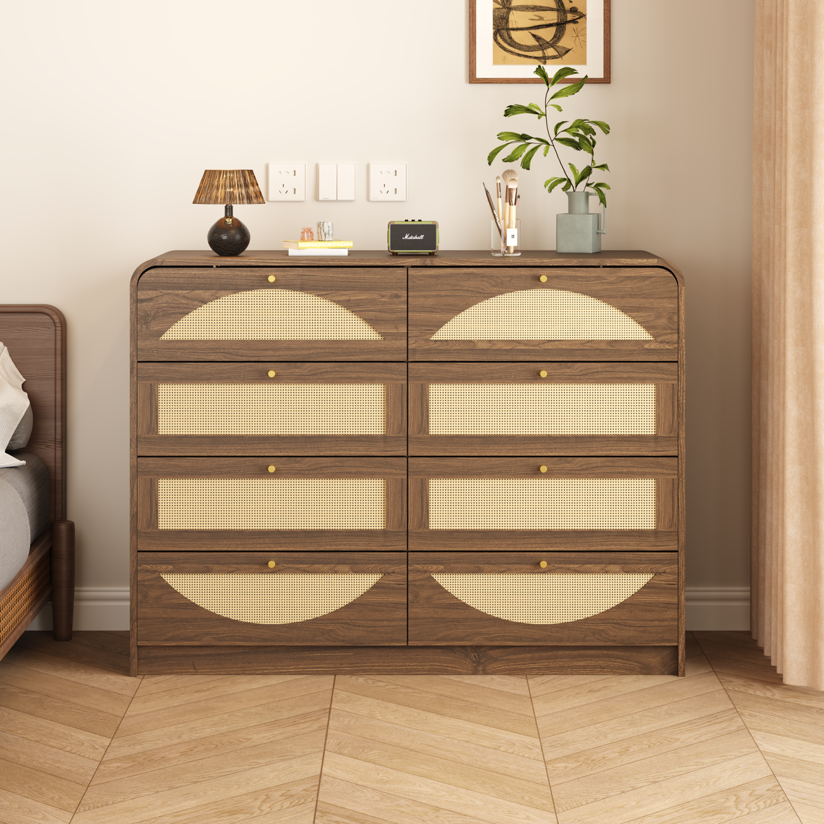 Engineered Wood Dresser Walnut 47"