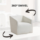 Swivel Barrel Armchair - Chenille Upholstered - Round Metal Base