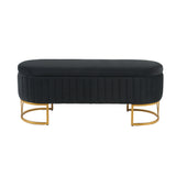 Storage Bench Bedroom Bench, Velvet Oval Upholstered End of Bed Bench