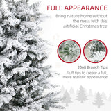 HOMCOM 9 Foot Pine Snow Flocked Artificial Christmas Tree with 616 Realistic Ced