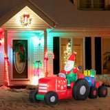 Outsunny 9ft Christmas Inflatables Outdoor Decorations Santa Claus Driving Trail