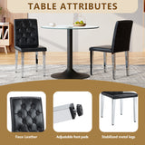 Set of 4 Metal Dining Chair Black/Silver