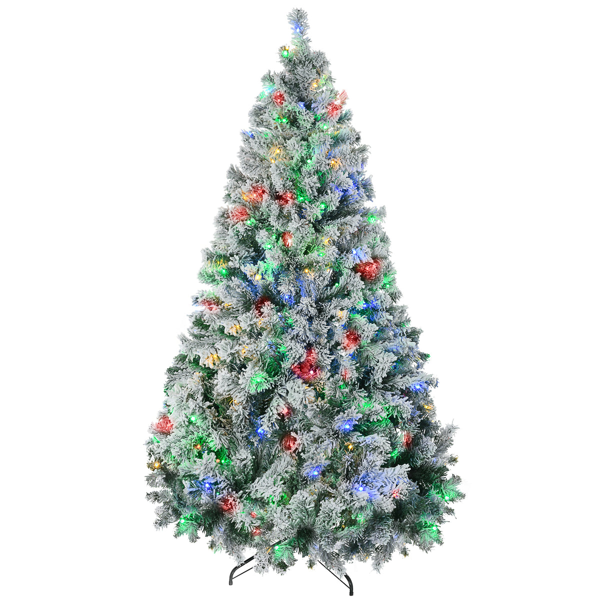 HOMCOM 7.5ft Tall Prelit Artificial Christmas Tree Holiday Décor with 1149 Snow