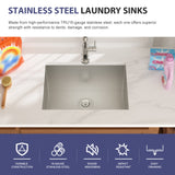 Laundry Sink 24 Inch - 24x18x12 Inch Undermount Utility Sink Deep Single Bowl