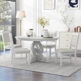 Solid Wood Dining Set Antique White