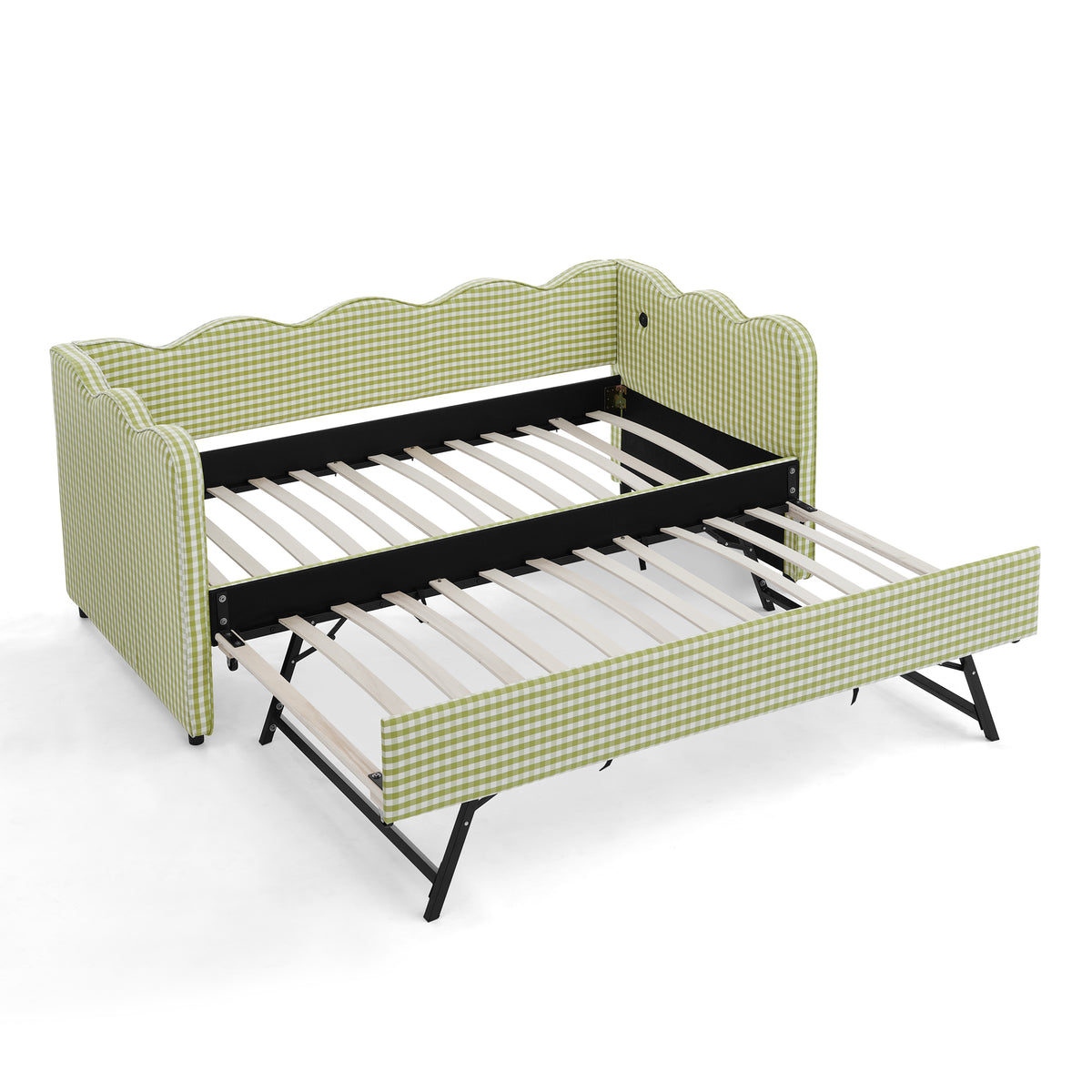 Twin Upholstered Trundle Bed Green