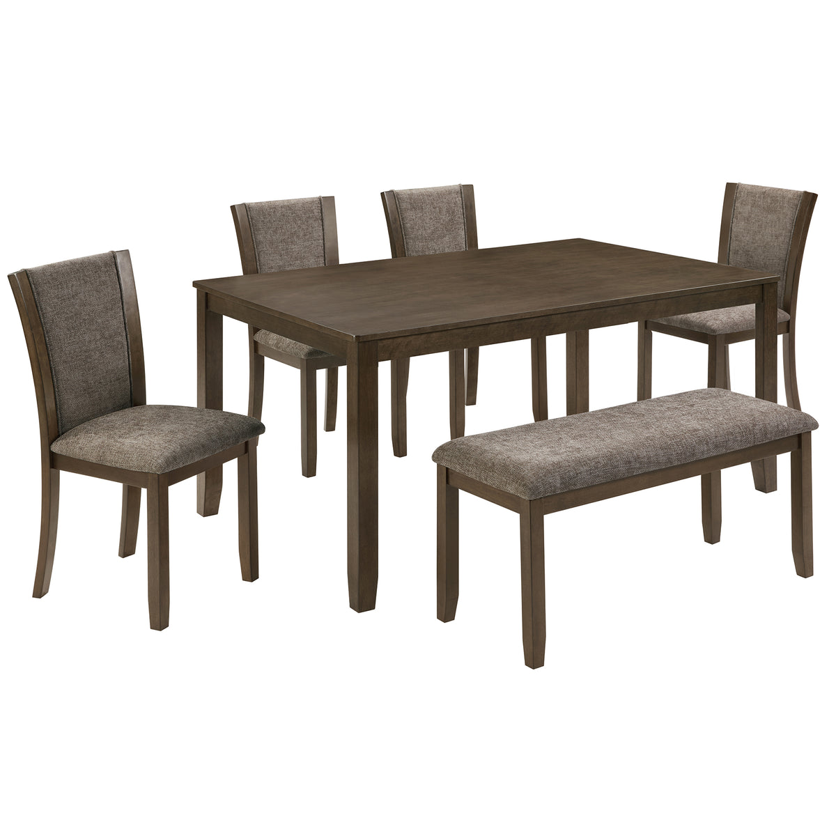 Wood Dining Set Dark Walnut