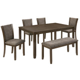 Wood Dining Set Dark Walnut