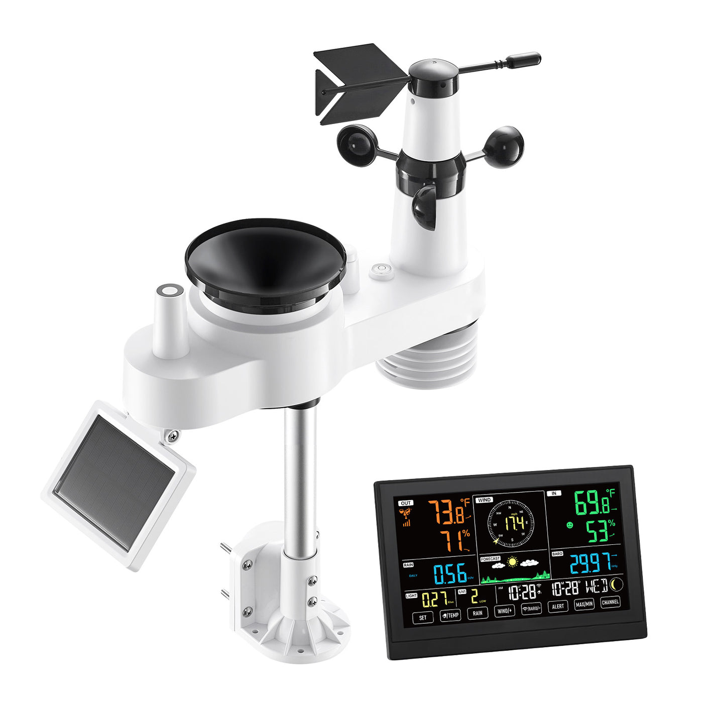 Wi-Fi Weather Station 7.5" Display Solar Outdoor Sensor