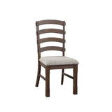 Side Chair Set of 2 - Gray Fabric, Rustic Brown & Oak Finish