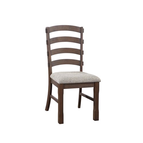 Side Chair Set of 2 - Gray Fabric, Rustic Brown & Oak Finish