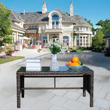 Outdoor Patio Coffee Table with Clear Tempered Glass