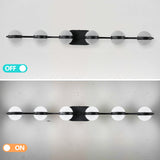 LED Vanity Light - 6-Light - Crystal Sand Acrylic Shades - Black - 43"
