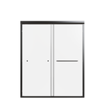 Matte Black Semi-Frameless Double Sliding Shower Door 56-60W
