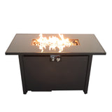 Contemporary Steel Outdoor Fire Pit Table with Lid, Black, 22x42 Inch