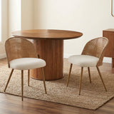 Set of 4 Metal Dining Chair Beige/Brown