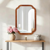 20" x 30" Rounded Corner Solid Wood Frame Decorative Mirror