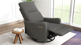Velvet Recliner Swivel Power Dark Gray