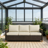 Outdoor Sofa Set Wicker Beige Brown 3 Seat Steel Frame 792 lb Capacity