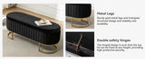 Storage Bench Bedroom Bench, Velvet Oval Upholstered End of Bed Bench