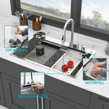 33" Drop in Waterfall Kitchen Sink