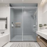 Frameless Single Sliding Shower Door 56-60"W x 74"H Tempered Glass