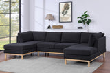 Black Sherpa Double Chaise U-Shape Sectional Sofa 124W