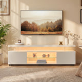 70 Inch TV Stand Entertainment Center Media Storage White