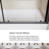 60.in W x 62.in H Single Sliding Shower Door for Bathtub