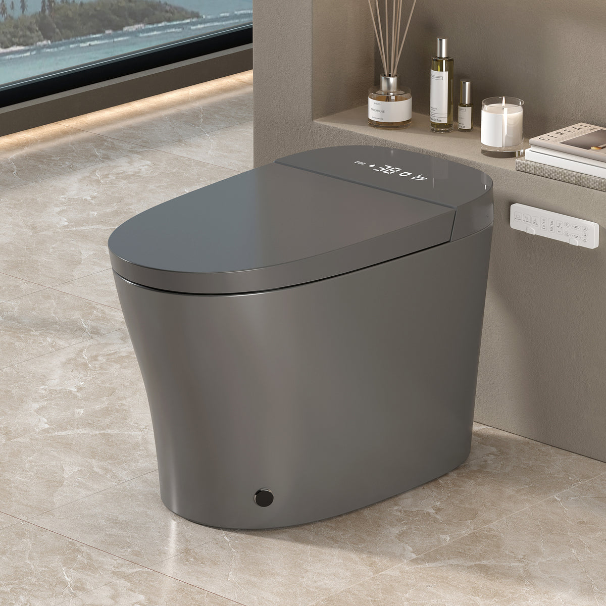 Smart Toilet with Bidet Built in, ADA One-Piece Toilet Auto Open/Close & Flush