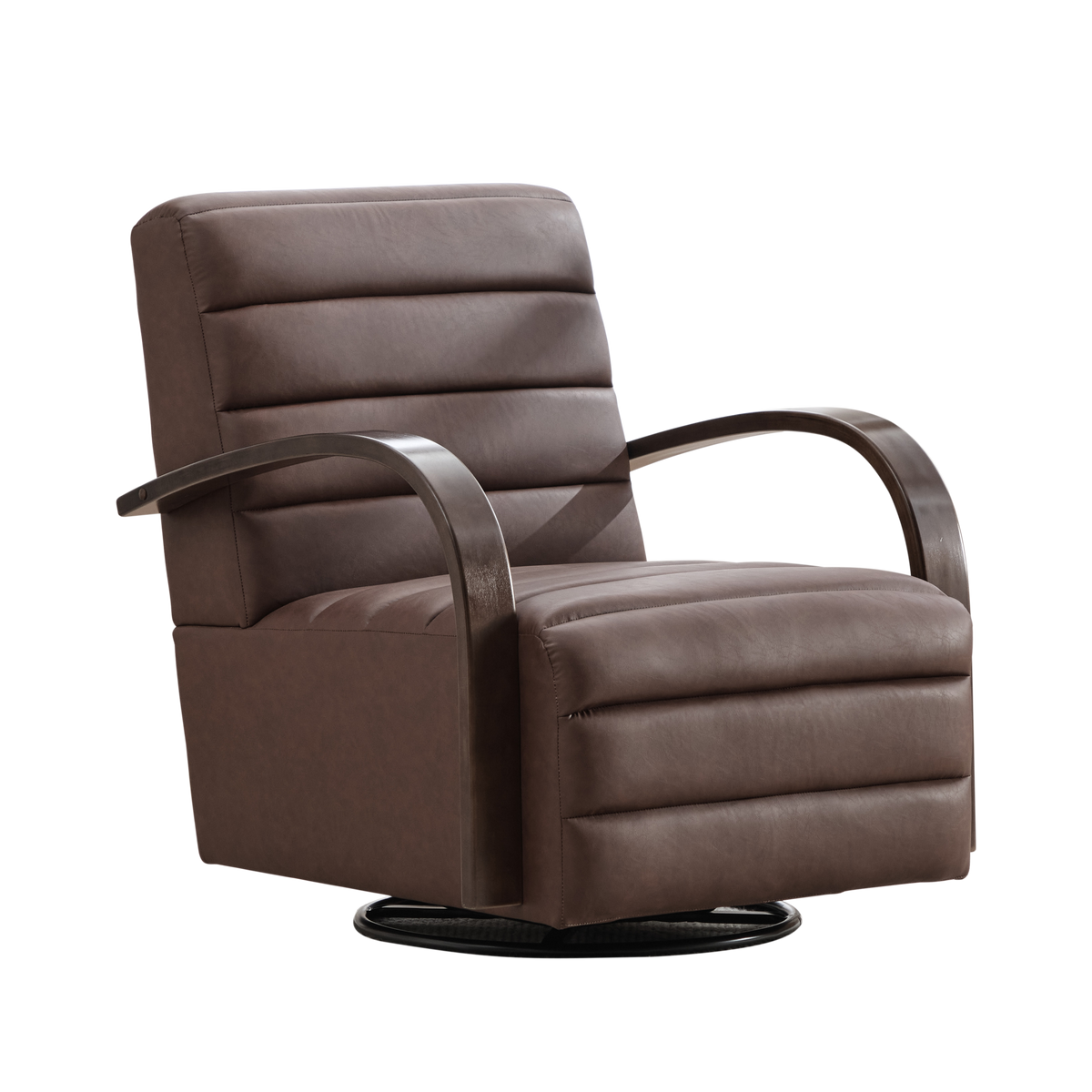 Faux Leather Accent Chair Swivel Brown