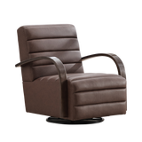Faux Leather Accent Chair Swivel Brown