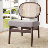 Mid-Century Modern Rattan Accent Chair, Khaki