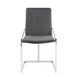 Side Chair Set of 2 - Gray Velvet - Chrome Finish - Openwork Back