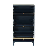 3 Metal Door Shoe Rack, Freestanding Modern Shoe Storage Cabinet, Metal rattan