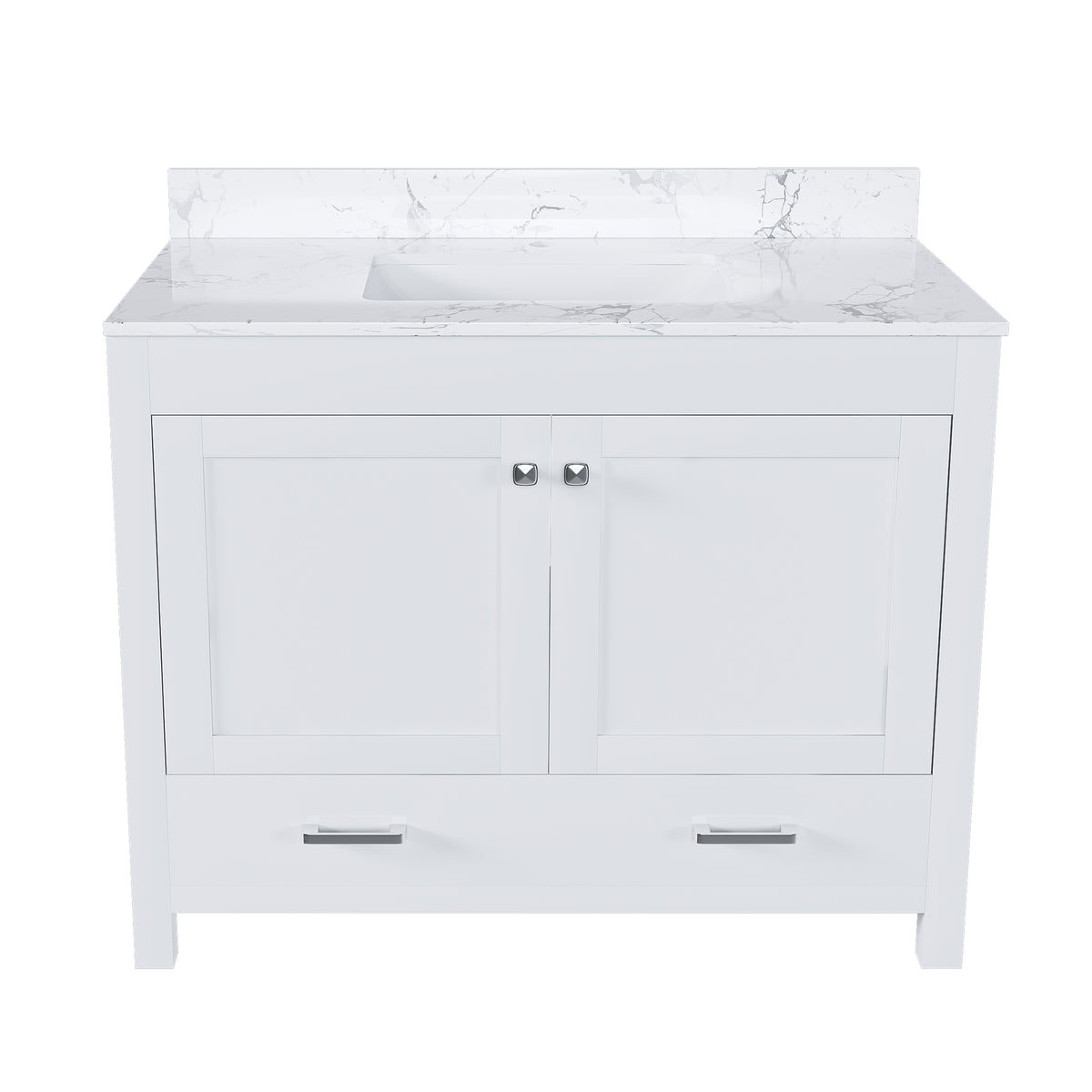 Modern 43"Bathroom Vanity with Artificial marble Carrara white top Set
