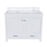 Modern 43"Bathroom Vanity with Artificial marble Carrara white top Set