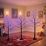 3 Pac Christmas Tree with Purple Lights, 4FT 5FT and 6FT, Lighted Black Tree for