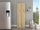 Double Door Five Shelf Storage Cabinet Light Oak Black
