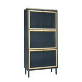 3 Metal Door Shoe Rack, Freestanding Modern Shoe Storage Cabinet, Metal rattan