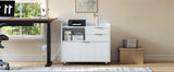 Mobile Office File Cabinet with Charging Station & Multi Drawers, Open Storage C