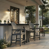 Bar Height Adirondack Chair HDPE Gray Cup Holder Outdoor