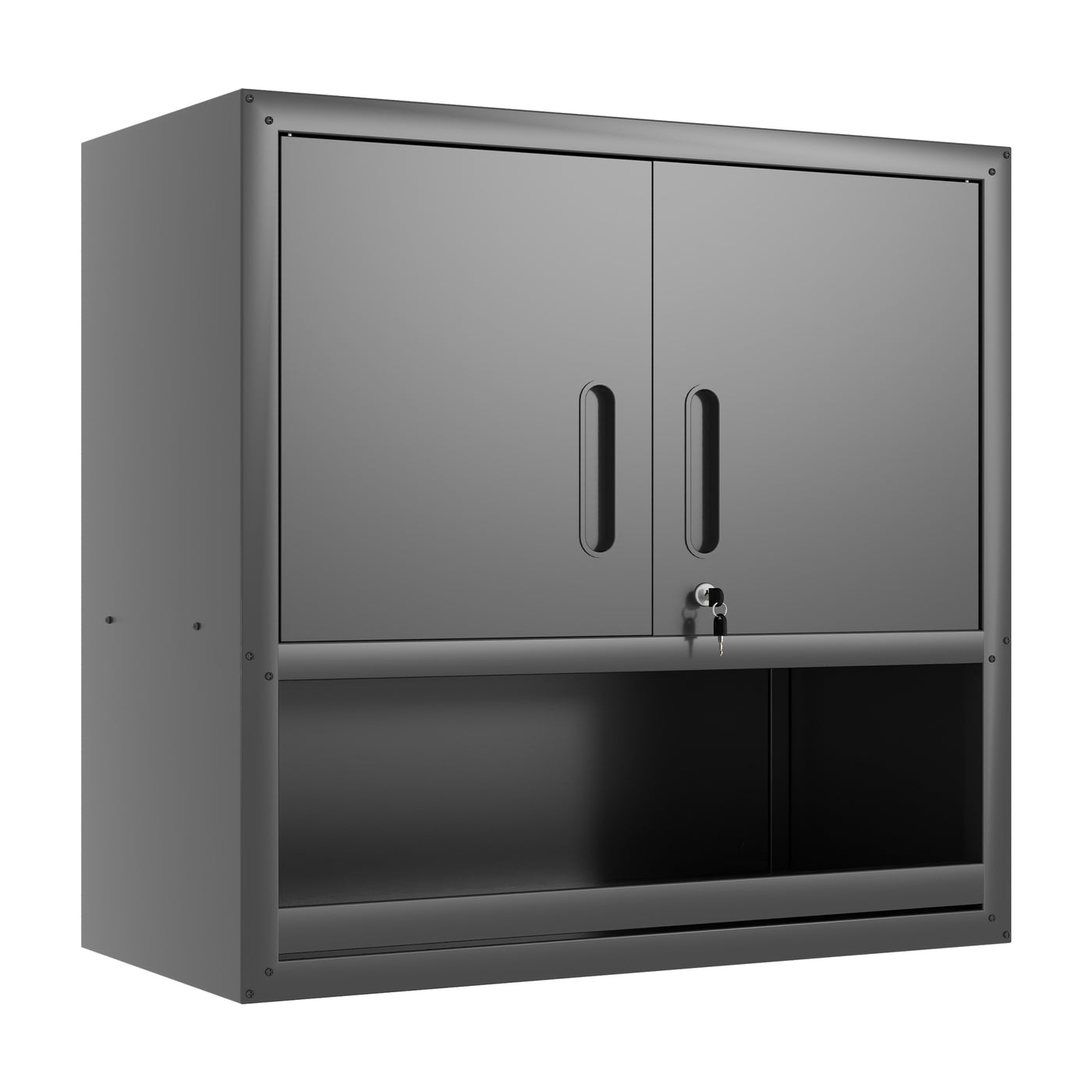Black Metal Wall-Mounted Storage Cabinet 31.5"W x 29.5"H