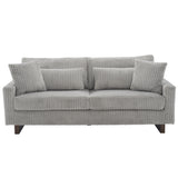 Modern Grey Corduroy Loveseat Sofa with Four Pillows, Upholstered 80.3' Couch for Living Room, Plywood and Pine Frame